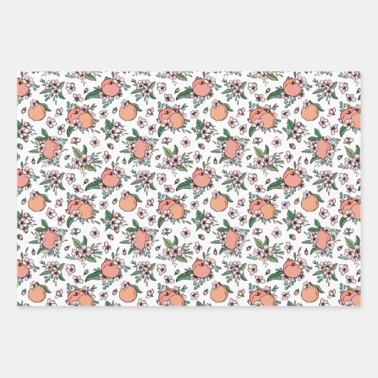  perziken & Gingham Mixed Patterns Inpakpapier Vel (Voorkant)