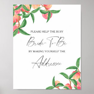 Perziken - help de drukke bruid Adres Poster