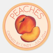 Perziken in het thuisconservenblikveld van perzike ronde sticker (Voorkant)