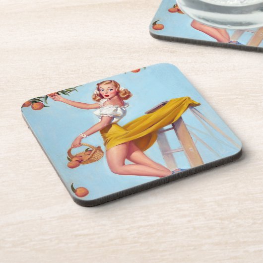 Perziken omhoog bier onderzetter (Linkerzijde)