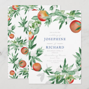 Perziken, ontwerp van de waterverf, voor huwelijks kaart