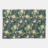 Perziken op Dark Blue Kitchen Towel Theedoek (Horizontaal)