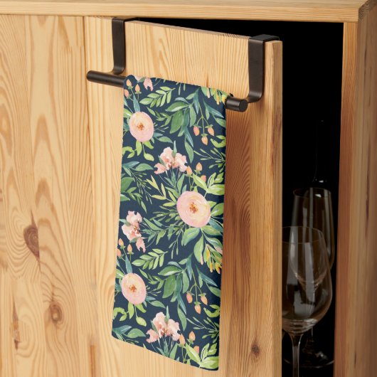 Perziken op Dark Blue Kitchen Towel Theedoek (Derde Gevouwen)