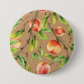 Perziken op de boom ronde button 7,6 cm (Voorkant)