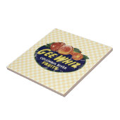  perziken op het etiket van fruit, Funny Gee Whiz Tegeltje (Zijkant)