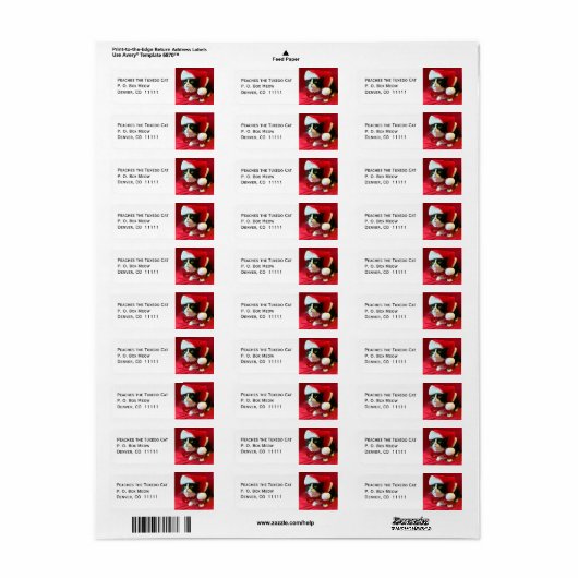 Perziken op kerstAdresetiketten met kerstmis van T Etiket (Full Sheet)