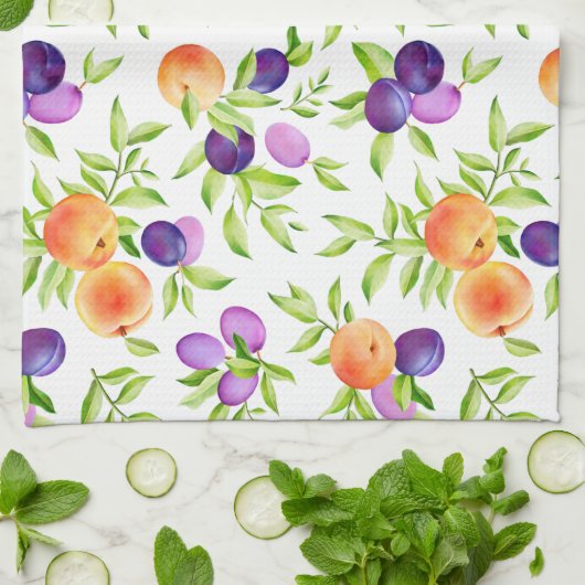 Perziken Pluimvee Paarse appelsap botanische kleur Theedoek (Gevouwen)