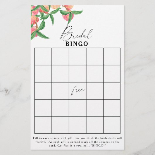 Perziken - Vrijgezellenfeest bingo spel (Voorkant)