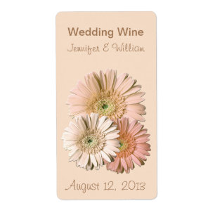 Perziketiket Linen Gerber Daisies Wedding Mini Win Etiket
