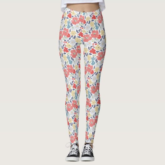 Perzikflora-Leggings Leggings (Voorkant)