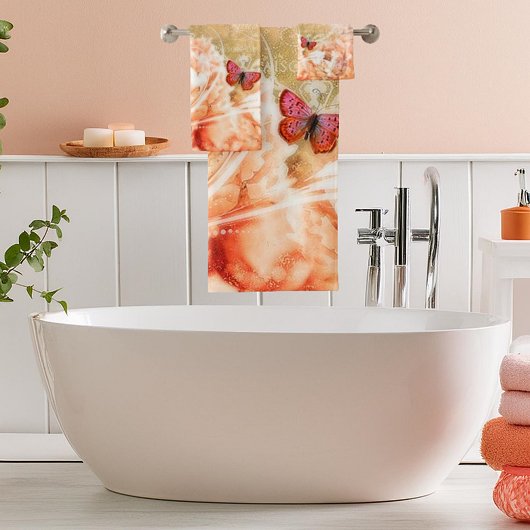 Perzikfloraal Bad Handdoek