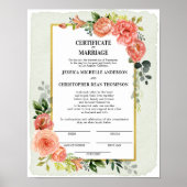 PerzikFloral Certificate of Marriage Keepomwille Poster (Voorkant)