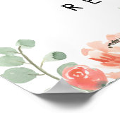 perzikfloral greenery bruiloft welkomstteken poste poster (Hoek)