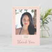 Perzikfoto's en goudglitter - Afstuderen Hartelijk Bedankkaart (Staand voorkant)