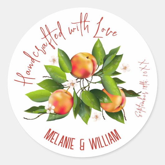 Perzikfruitjam Ronde Sticker (Voorkant)