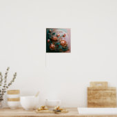 Perzikgeculpte Rozen Poster (Keuken)