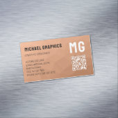 Perzikgradiënt geometrisch meshpatroon QR-code Magnetisch Visitekaartje (Voorbeeld)