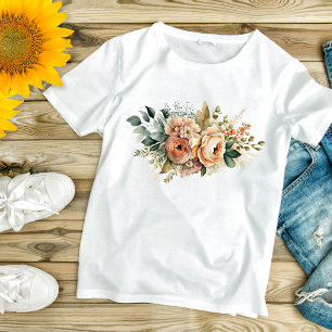 Perzikgroen Boeket Bloemenwaterverf Bloemenboeket T-shirt