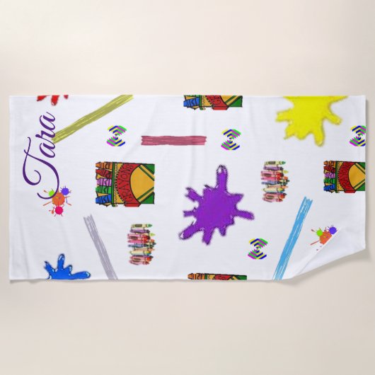 Perzikhanddoeken Crayons Strandlaken (Voorkant)