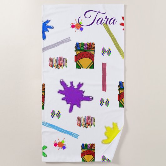 Perzikhanddoeken Crayons Strandlaken (Voorkant)