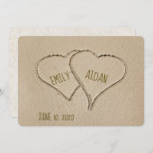 Perzikharten in zand voor bruiloft kaart (Voorkant / Achterkant)