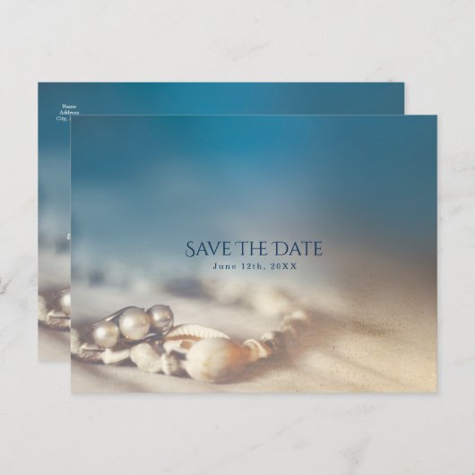 Perzikkapjes en pareljuwelen Elegant Save the Date Aankondigingskaart (Voorkant / Achterkant)