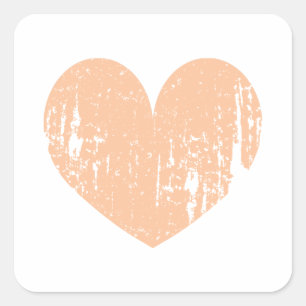 perzikkleur bruiloft hart vierkante sticker