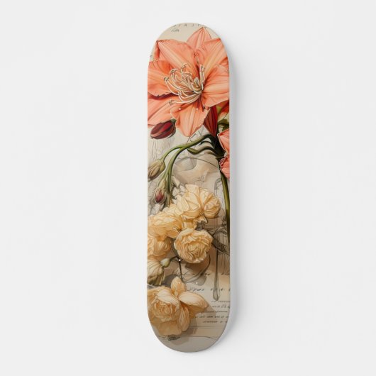 Perzikkleur Daffodil  geïnspireerd skateboard (Voorkant)