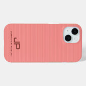 Perzikkleur Strepen Elegante Trendy Monogram Naam Case-Mate iPhone Case (Achterkant (horizontaal))