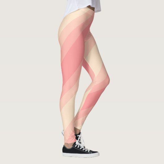 Perzikkleur Strepen Stijlvolle Sjabloon Moderne Vr Leggings (Rechts)