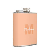 Perzikkleur van 2024 met de naam van het douanemon heupfles (Rechts)