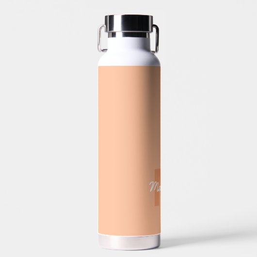 Perzikkleur van 2024 met de naam van het douanemon waterfles (Voorkant)