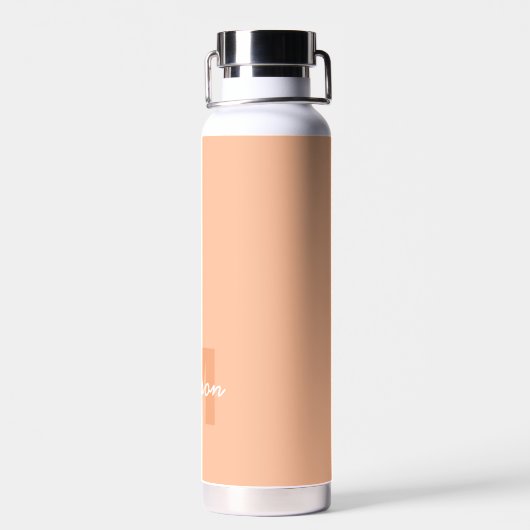 Perzikkleur van 2024 met de naam van het douanemon waterfles (Achterkant)