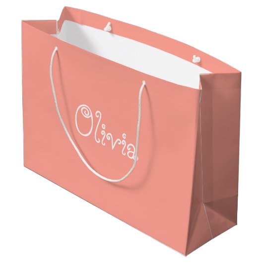 Perzikkleurig Baby shower Gift Bag Groot Cadeauzakje (Achterkant Gekanteld)