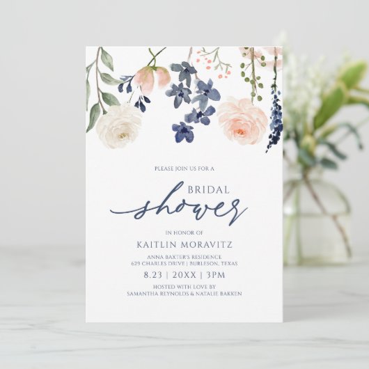 Perzikkleurig en blauw Vrijgezellenfeest Kaart (Staand voorkant)