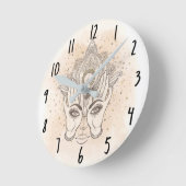 Perzikkleurig en goudboho Lotus Flower Beauty Ronde Klok (Hoek)