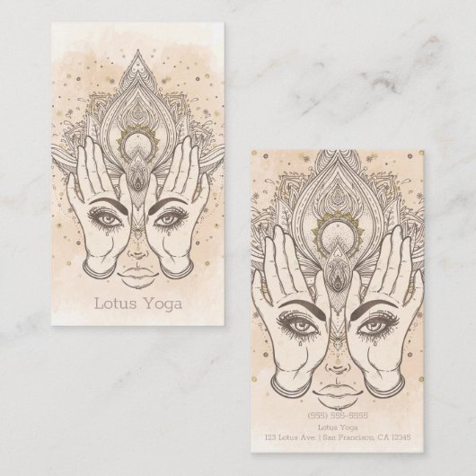 Perzikkleurig en goudboho Lotus Flower Beauty Visitekaartje (Voorkant / Achterkant)