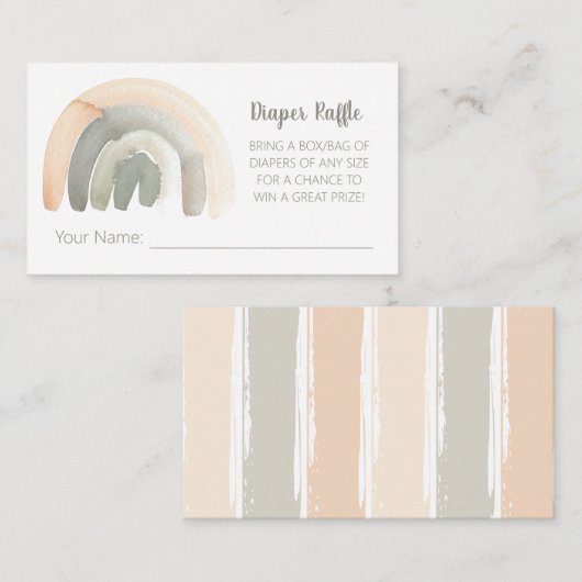 Perzikkleurig en grijs Waterverf RegenboogBaby sho Informatiekaartje (Voorkant / Achterkant)