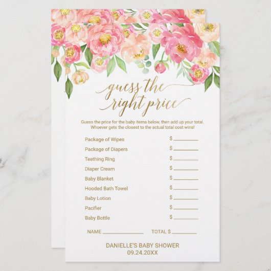 Perzikkleurig en roze pony Baby Word Scramble & Pr (Voorkant / Achterkant)