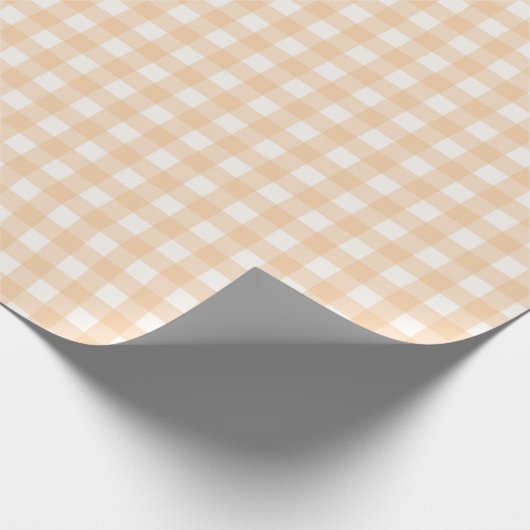 Perzikkleurig Klassiek Gingham gecontroleerd Patro Cadeaupapier (Hoek)