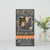 Perzikkleurig/Oranje kerstkaartje Feestdagenkaart (Staand voorkant)