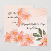 Perzikkleurige bloemen Moederdag Feestdagenkaart (Voorkant / Achterkant)