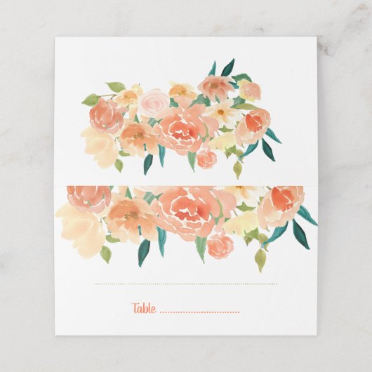Perzikkleurige bloemen | Trouwplaatskaart (Buitenkant ongevouwen)
