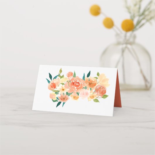 Perzikkleurige bloemen | Trouwplaatskaart (Achterkant)