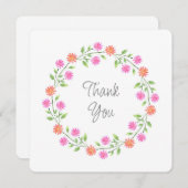 Perzikkleurige en roze Waterverf Daisies Wreate Bedankkaart (Voorkant / Achterkant)