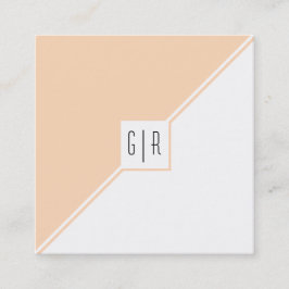 Perzikkleurige en witte driehoeken en moderne mono vierkante visitekaartje