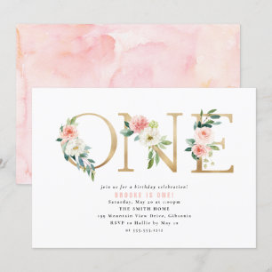 Perzikkleurige en witte flora Uitnodiging eerste v