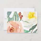 Perzikkleurige en witte Waterverf Floral Wedding R RSVP Kaartje (Achterkant)