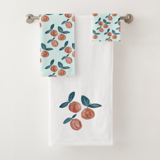 Perzikkleurige keukenset voor fruitwissers bad handdoek (Insitu)