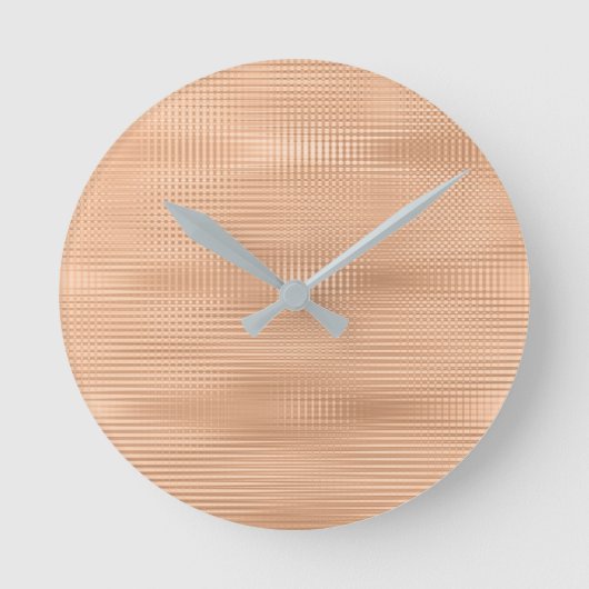 Perzikkleurige koraalgrijze minimale metalen strep ronde klok (Voorkant)